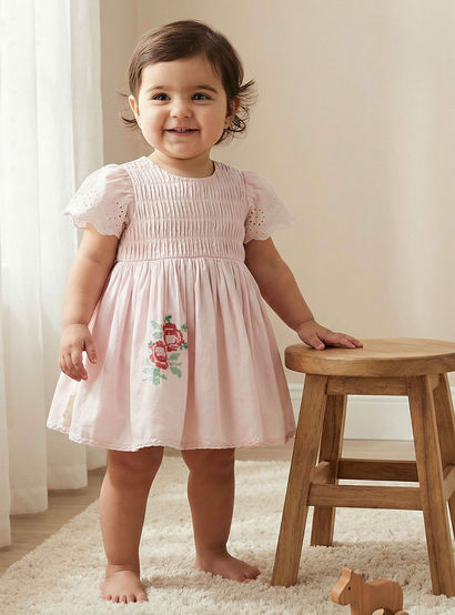 Giggles Round Neck Short Sleeves A-line Dress with Bloomers-baby-girls-clothing-dressesandjumpsuits-image-1