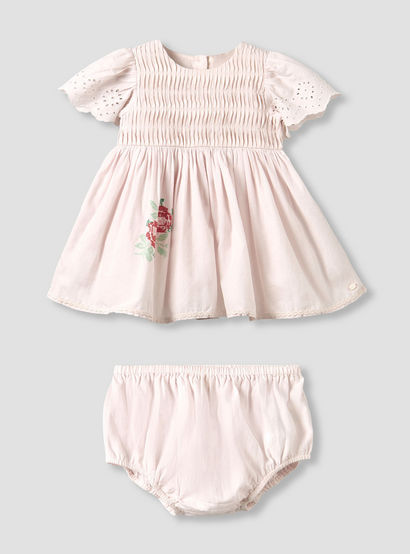 Giggles Round Neck Short Sleeves A-line Dress with Bloomers-baby-girls-clothing-dressesandjumpsuits-image-2