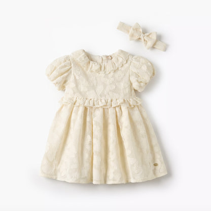 Giggles Round Neck Short Sleeve Dress with Hairband