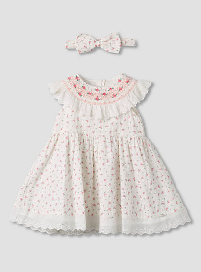 Giggles Round Neck Sleeveless A-line Dress and Headband with Floral Print-baby-girls-clothing-setsandcoords-image-2