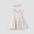 Giggles Round Neck Sleeveless A-line Dress and Headband with Floral Print - White / 12-18 mths