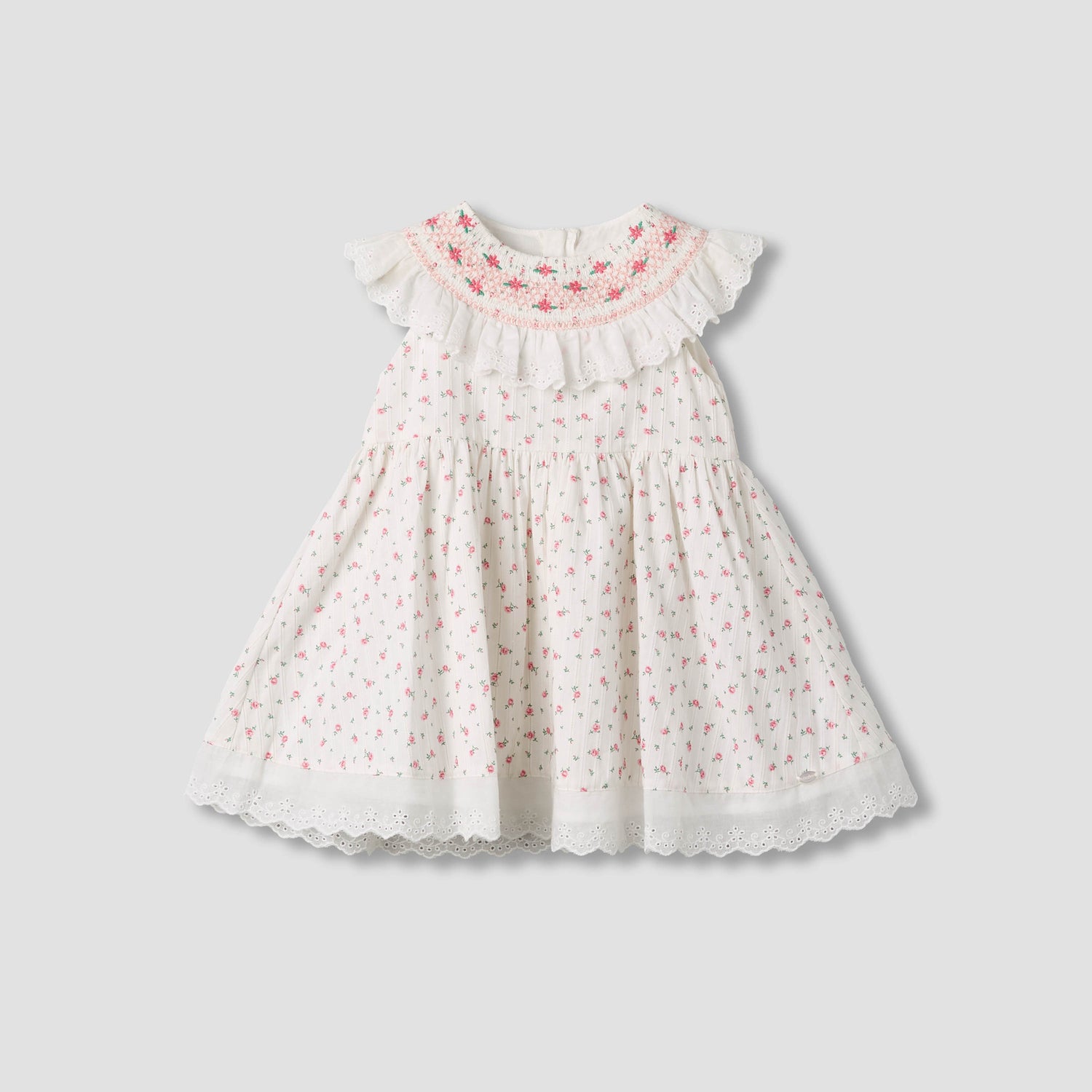 Giggles Round Neck Sleeveless A-line Dress and Headband with Floral Print