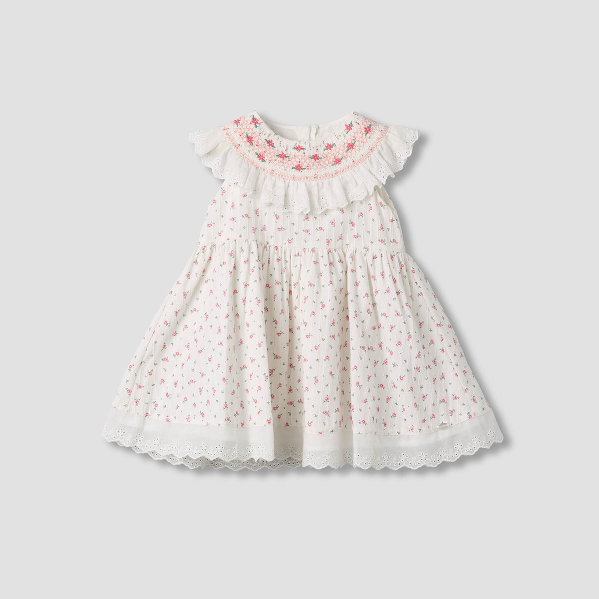Giggles Round Neck Sleeveless A-line Dress and Headband with Floral Print
