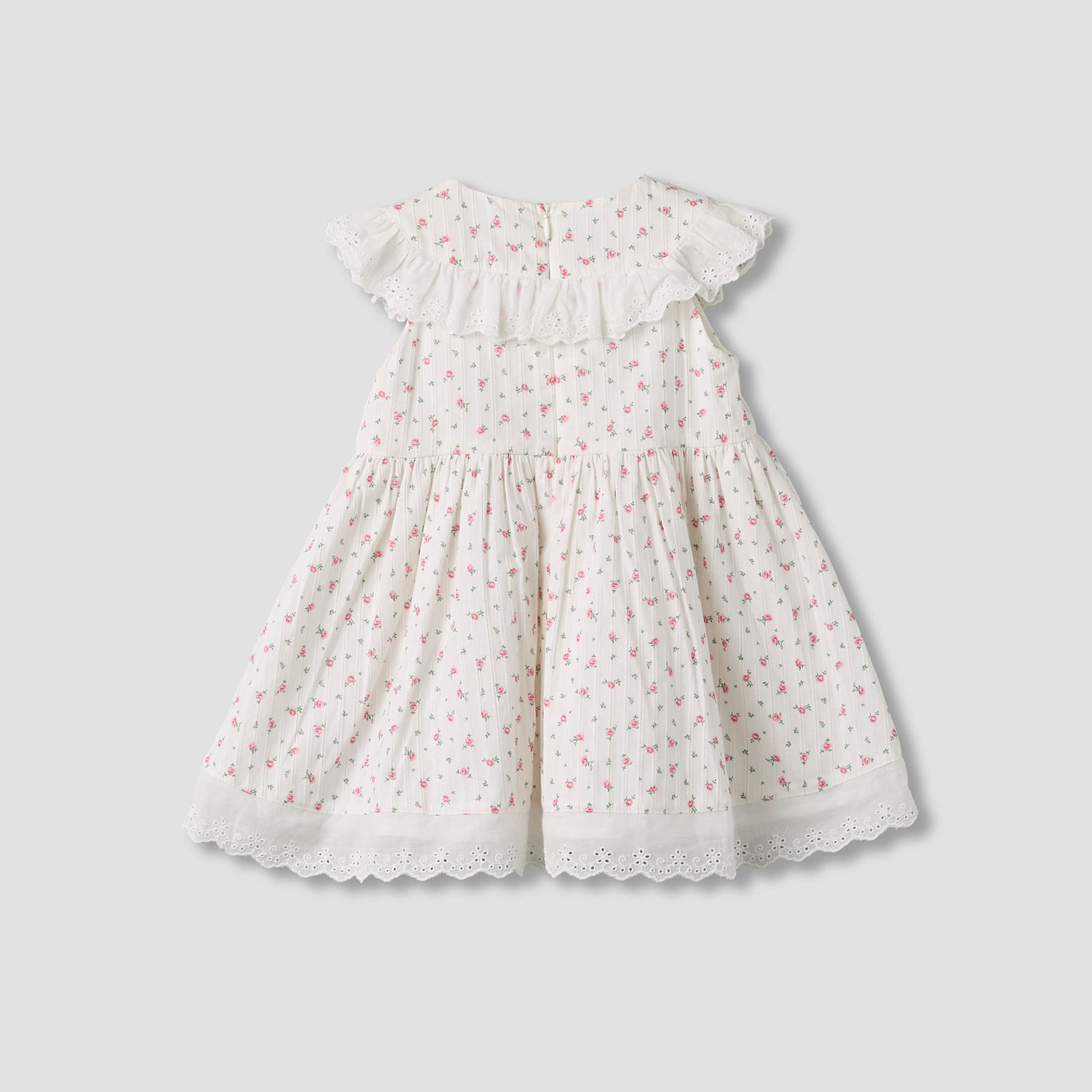 Giggles Round Neck Sleeveless A-line Dress and Headband with Floral Print