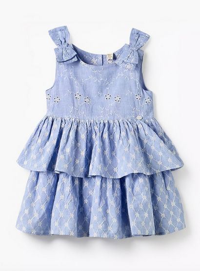 Giggles Round Neck Sleeveless Tiered Dress with Embroidered Detail-baby-girls-clothing-dressesandjumpsuits-image-2