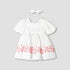 Giggles Square Neck Short Sleeves A-line Dress with Headband - White / 12-18 mths