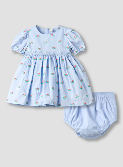Giggles Round Neck Short Sleeve Dress with Bloomers-baby-girls-clothing-dressesandjumpsuits-image-2