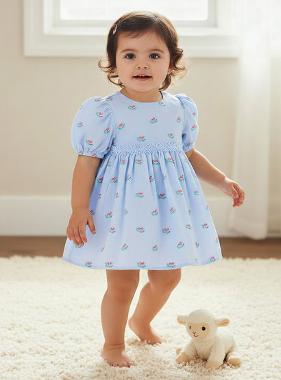 Giggles Round Neck Short Sleeve Dress with Bloomers-baby-girls-clothing-dressesandjumpsuits-image-1