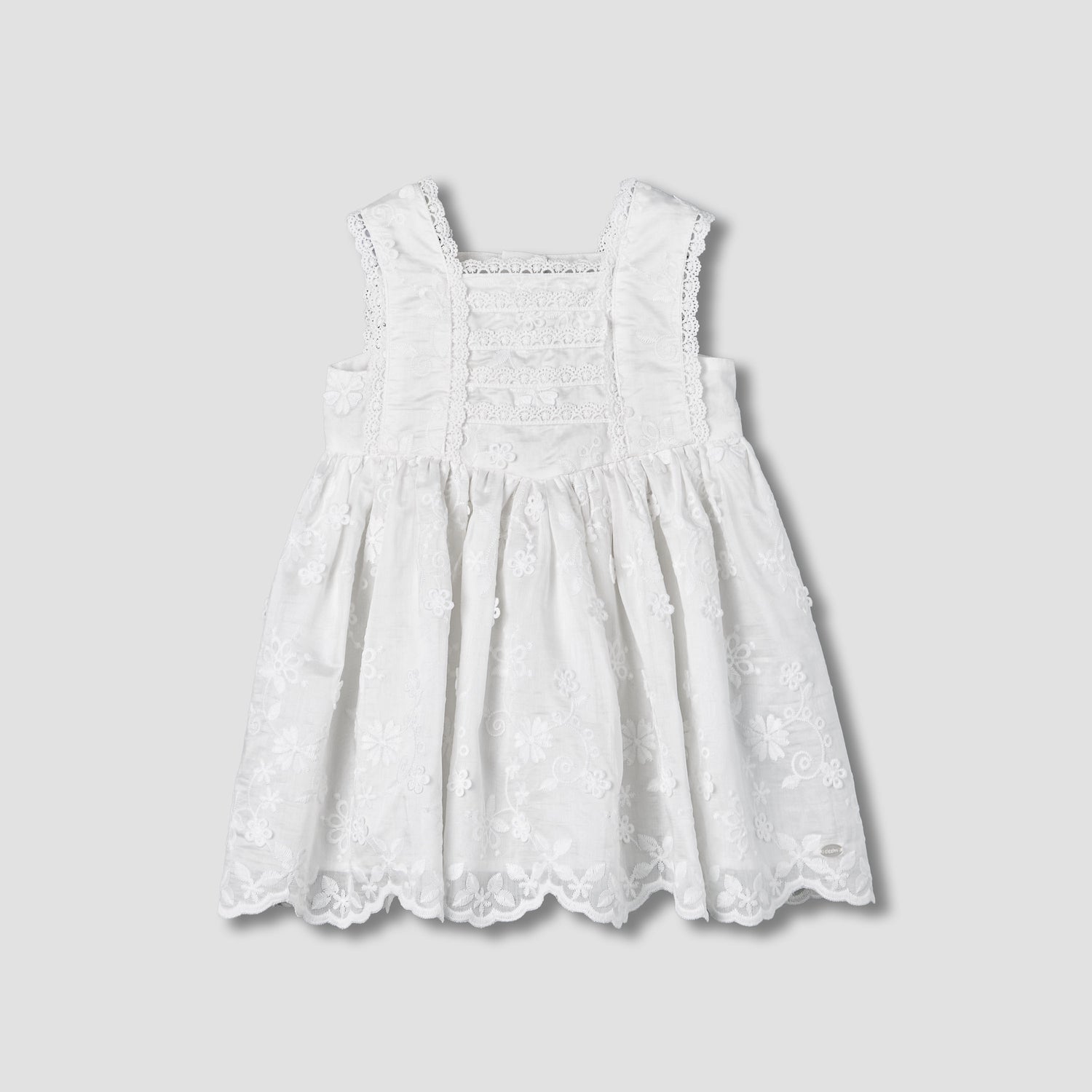 Giggles Square Neck Sleeveless A-line Dress with Lace Design