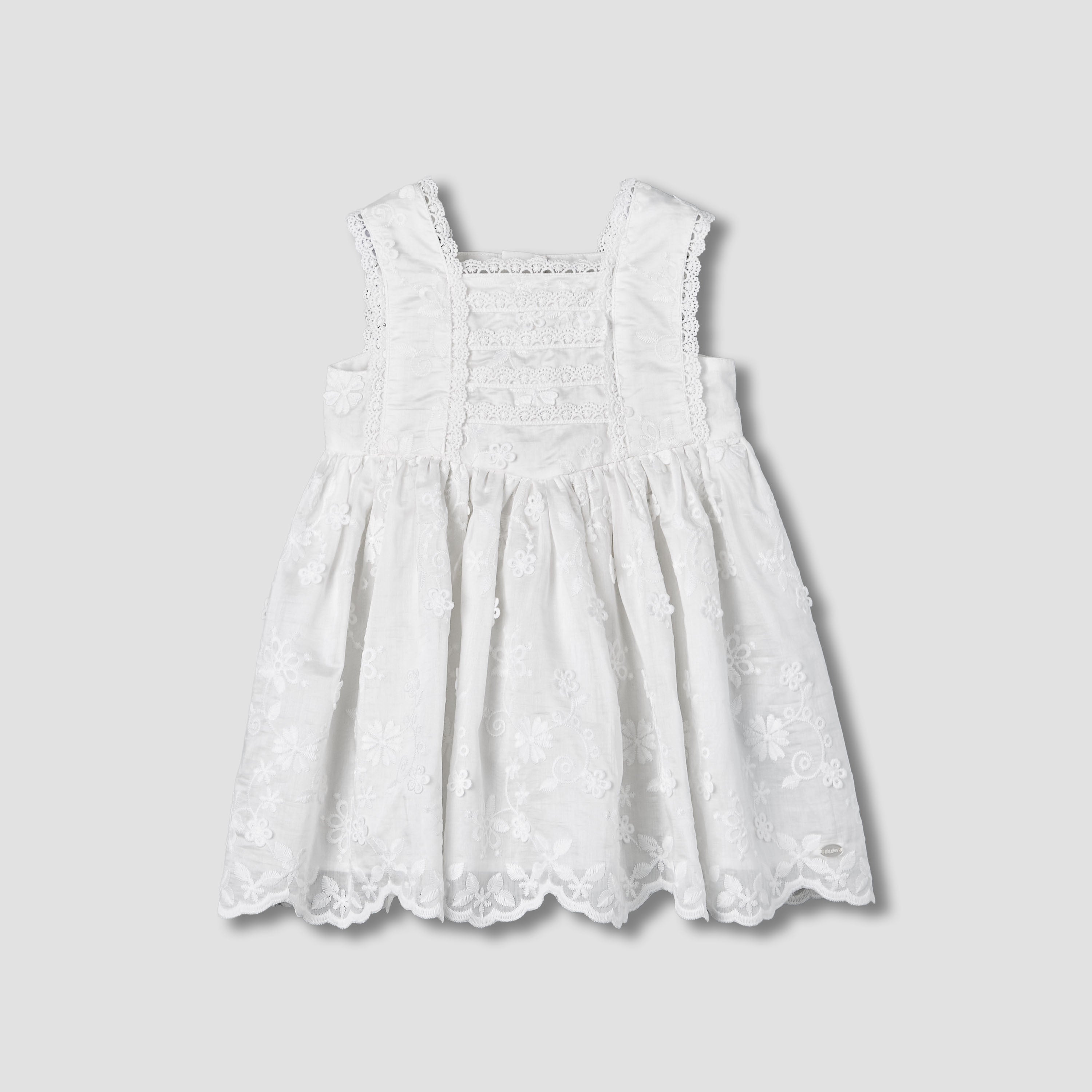 Giggles Square Neck Sleeveless A-line Dress with Lace Design
