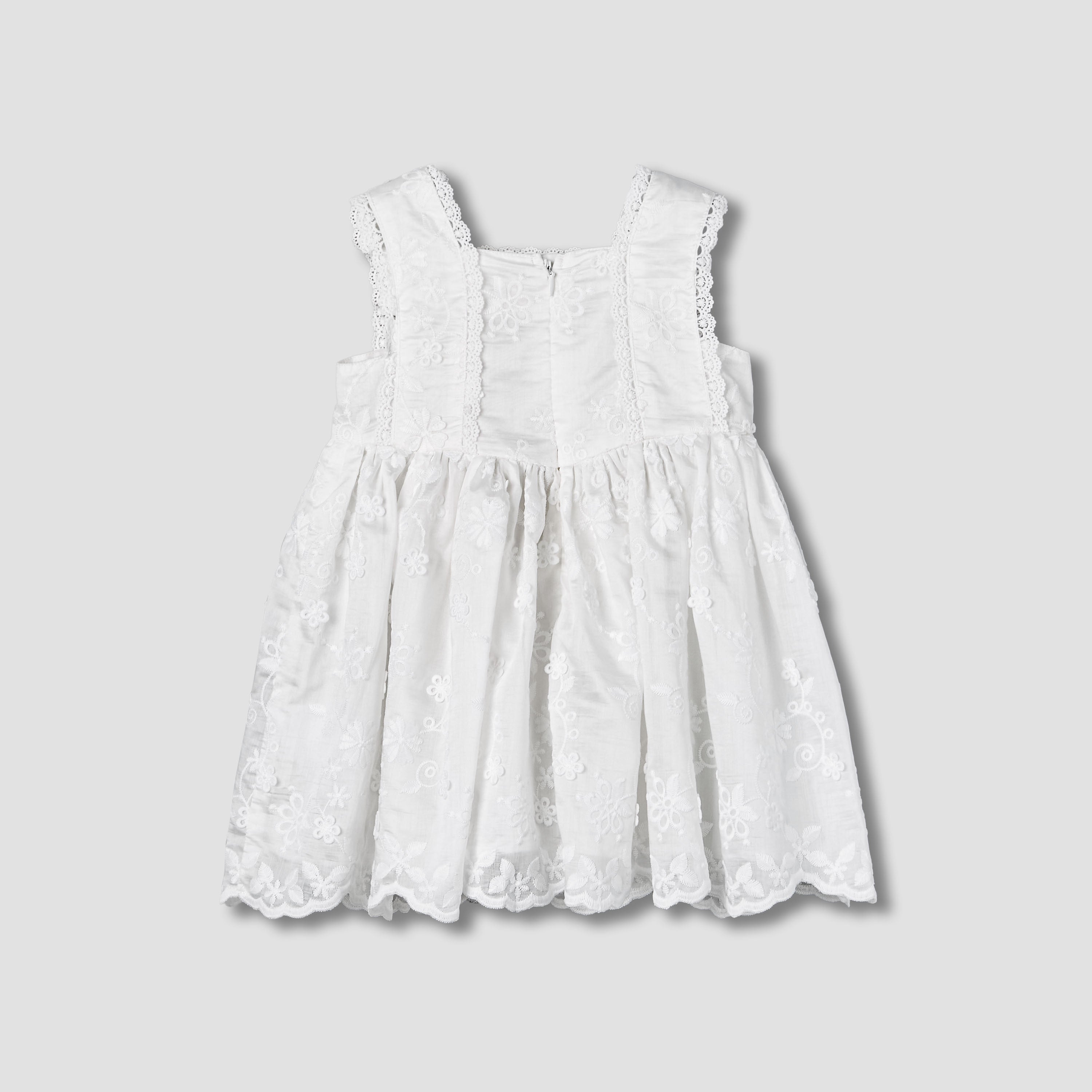 Giggles Square Neck Sleeveless A-line Dress with Lace Design