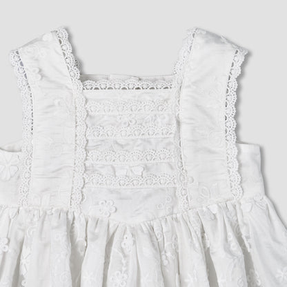 Giggles Square Neck Sleeveless A-line Dress with Lace Design