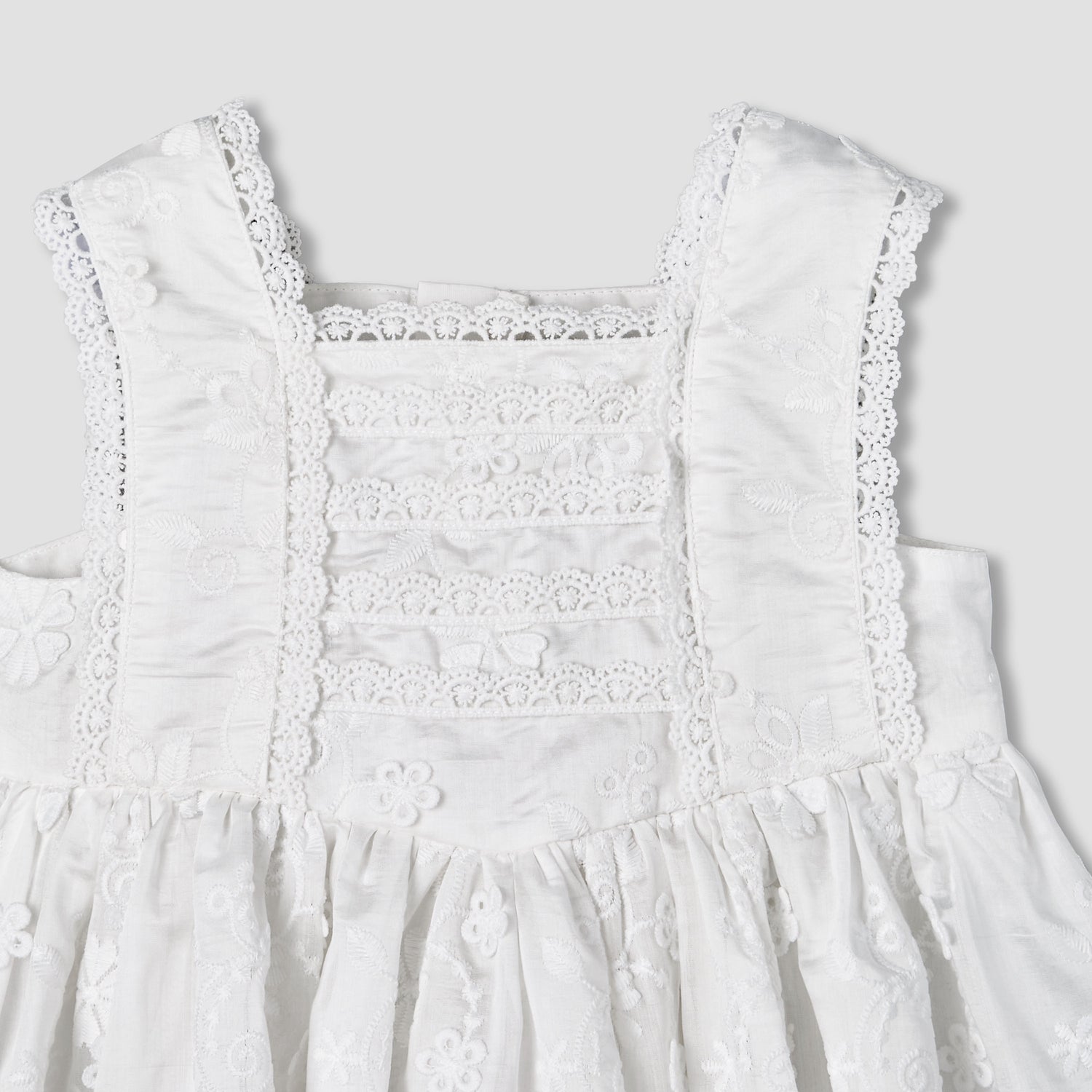 Giggles Square Neck Sleeveless A-line Dress with Lace Design