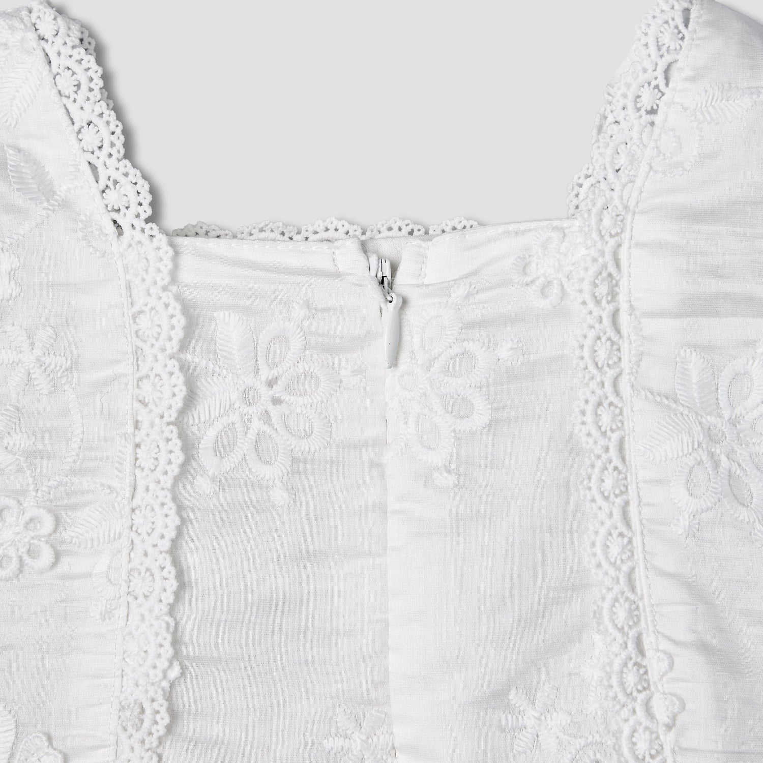 Giggles Square Neck Sleeveless A-line Dress with Lace Design