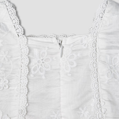 Giggles Square Neck Sleeveless A-line Dress with Lace Design