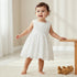 Giggles Square Neck Sleeveless A-line Dress with Lace Design - White / 18-24 mths