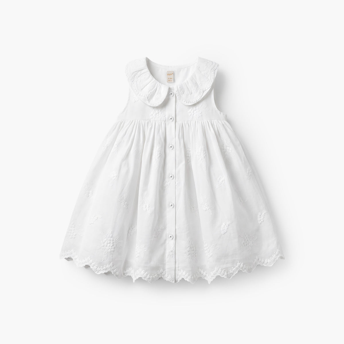 Giggles Collared Sleeveless Knee Length A-Line Dress with Embroidery