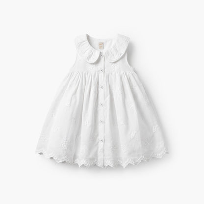 Giggles Collared Sleeveless Knee Length A-Line Dress with Embroidery