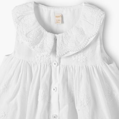 Giggles Collared Sleeveless Knee Length A-Line Dress with Embroidery