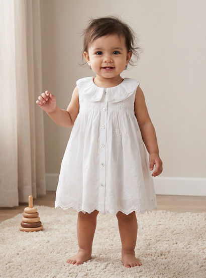 Giggles Collared Sleeveless Knee Length A-Line Dress with Embroidery-baby-girls-clothing-dressesandjumpsuits-image-1