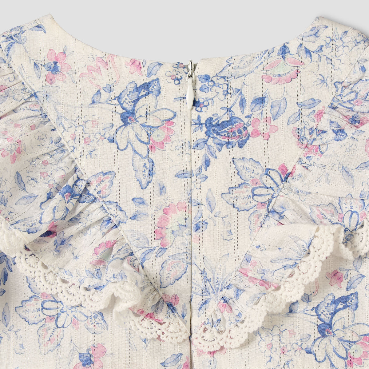 Giggles Round Neck Short Sleeves Knee-Length Dress with Floral Print
