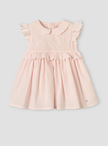 Giggles Peter Pan Collar Sleeveless Knee-Length Dress with Floral Embroidery-baby-girls-clothing-dressesandjumpsuits-image-1