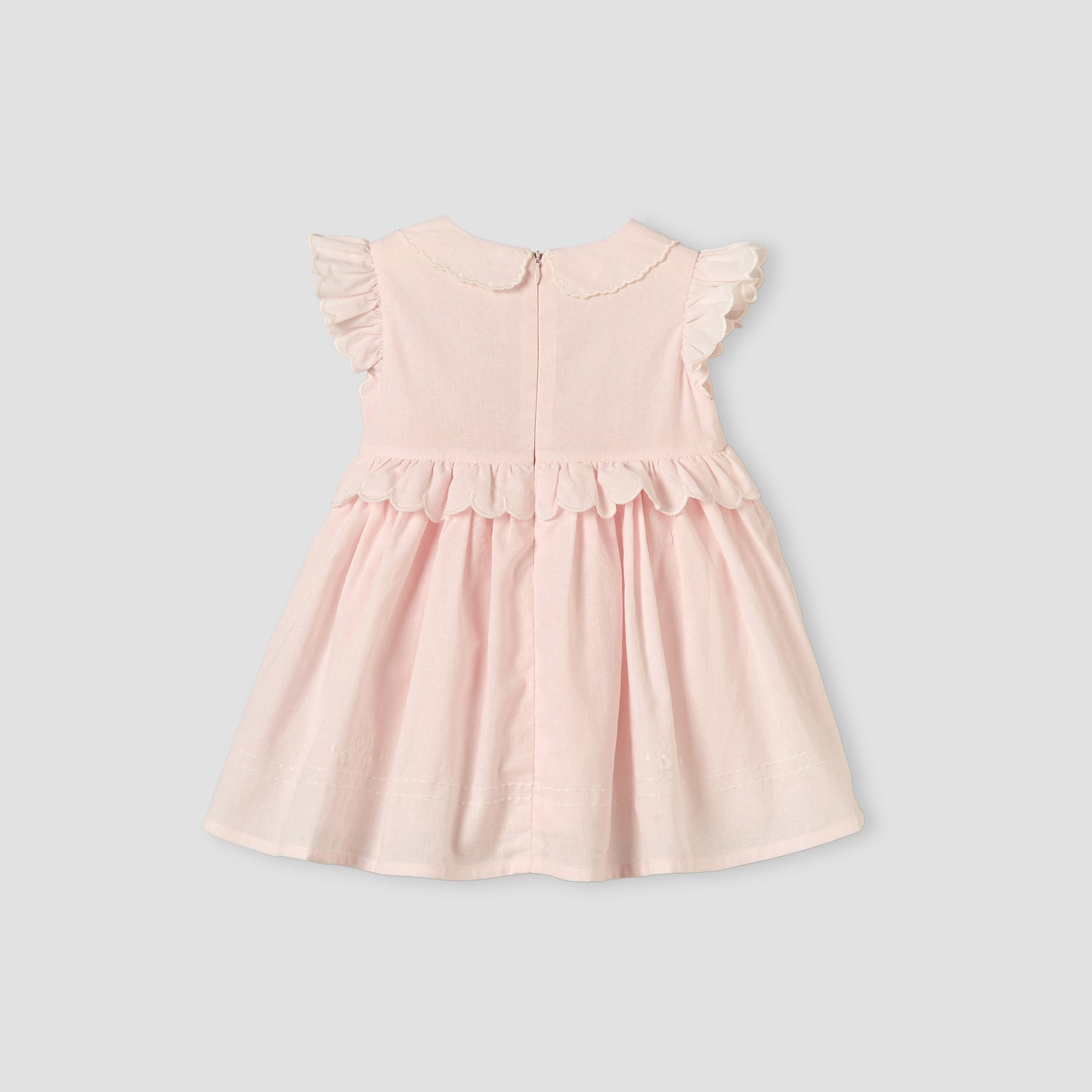 Giggles Peter Pan Collar Sleeveless Knee-Length Dress with Floral Embroidery