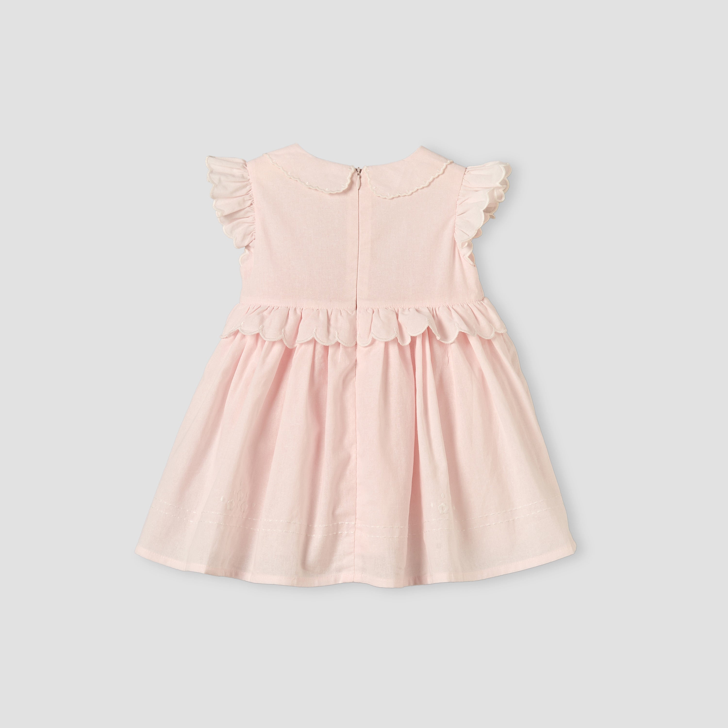 Giggles Peter Pan Collar Sleeveless Knee-Length Dress with Floral Embroidery