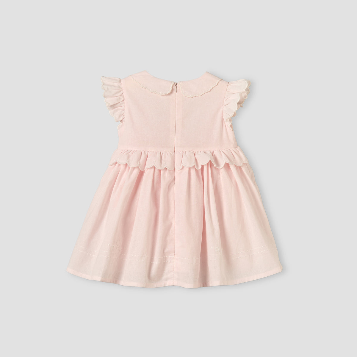 Giggles Peter Pan Collar Sleeveless Knee-Length Dress with Floral Embroidery