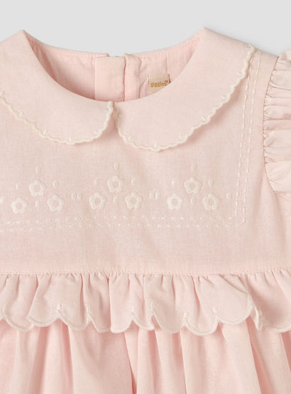 Giggles Peter Pan Collar Sleeveless Knee-Length Dress with Floral Embroidery-baby-girls-clothing-dressesandjumpsuits-image-3