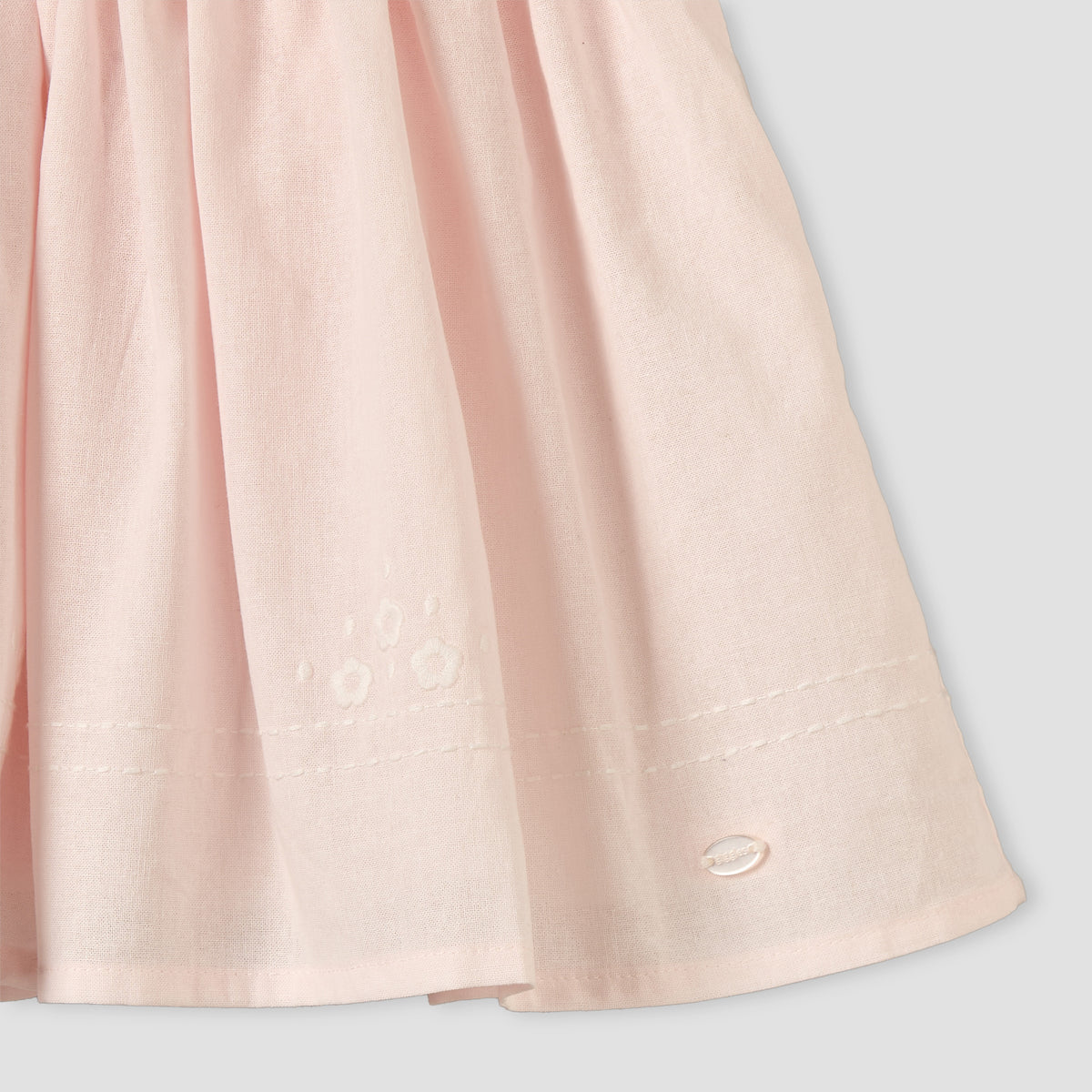 Giggles Peter Pan Collar Sleeveless Knee-Length Dress with Floral Embroidery