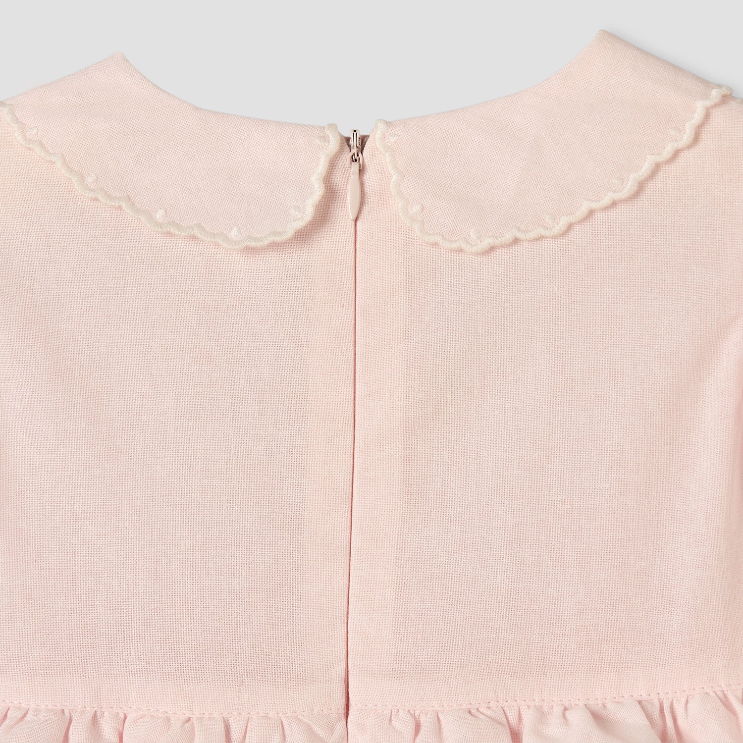 Giggles Peter Pan Collar Sleeveless Knee-Length Dress with Floral Embroidery