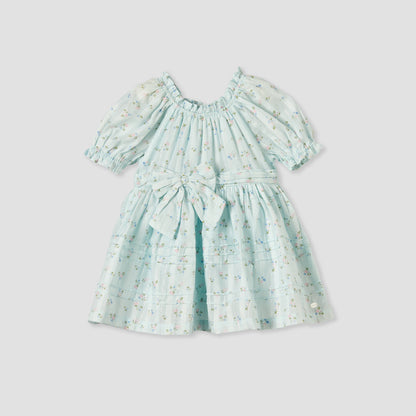 Giggles Round Neck Short Sleeve Knee-Length Dress with Floral Print
