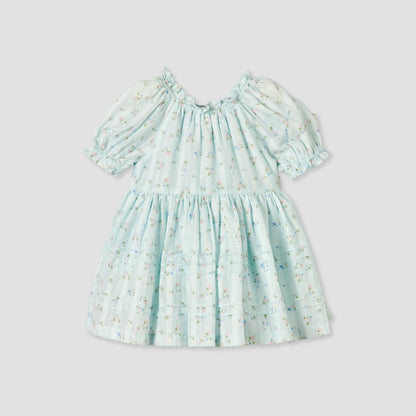 Giggles Round Neck Short Sleeve Knee-Length Dress with Floral Print