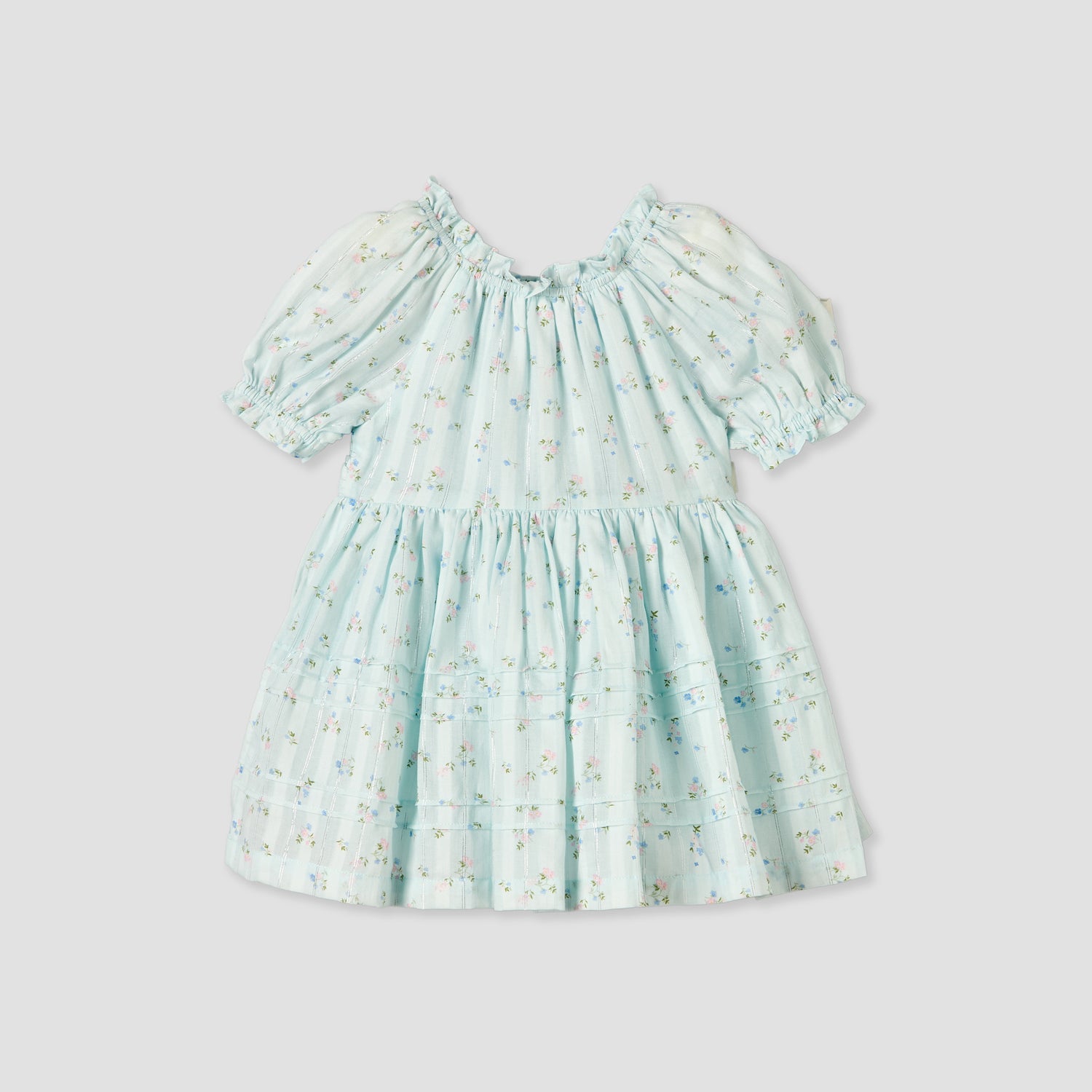 Giggles Round Neck Short Sleeve Knee-Length Dress with Floral Print