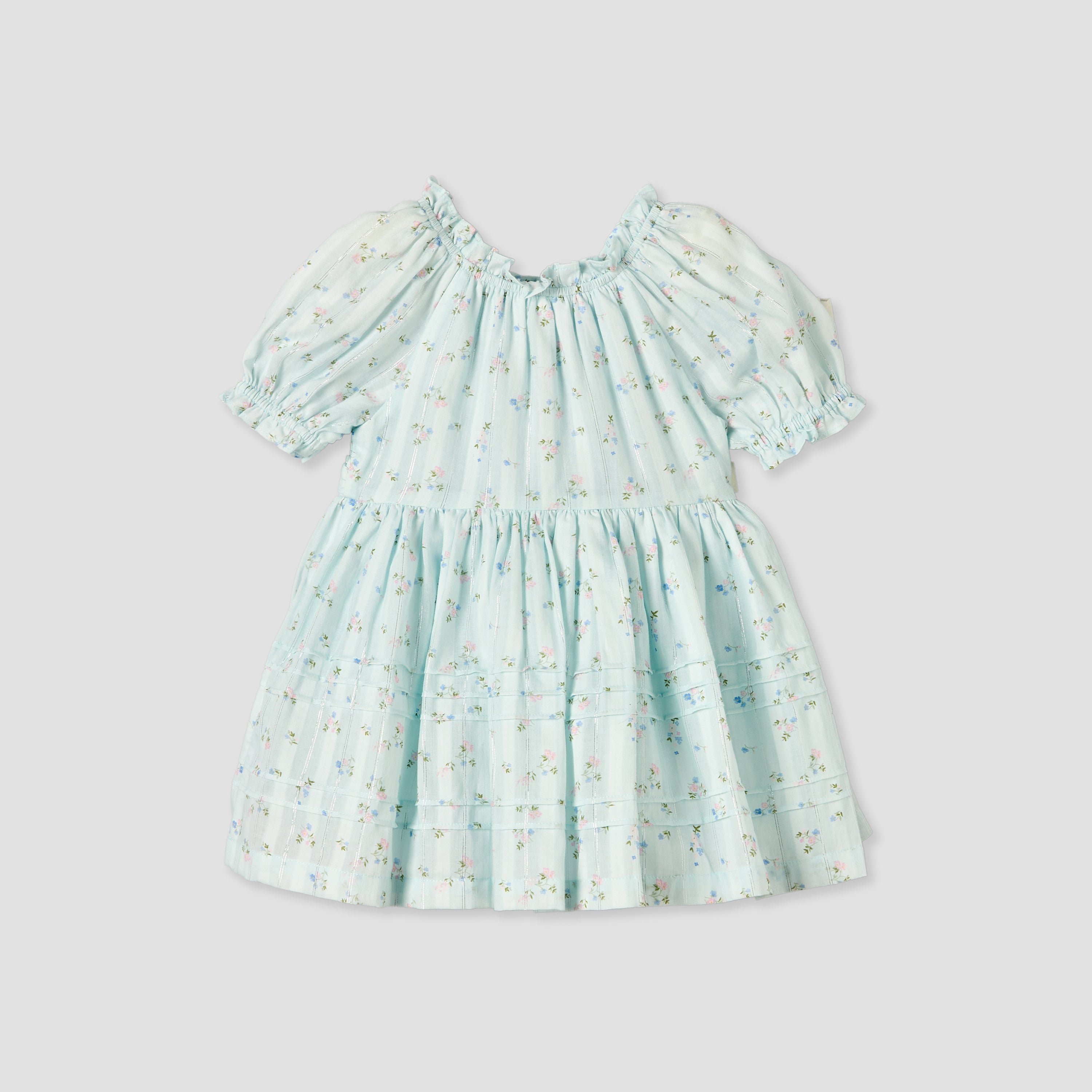 Giggles Round Neck Short Sleeve Knee-Length Dress with Floral Print