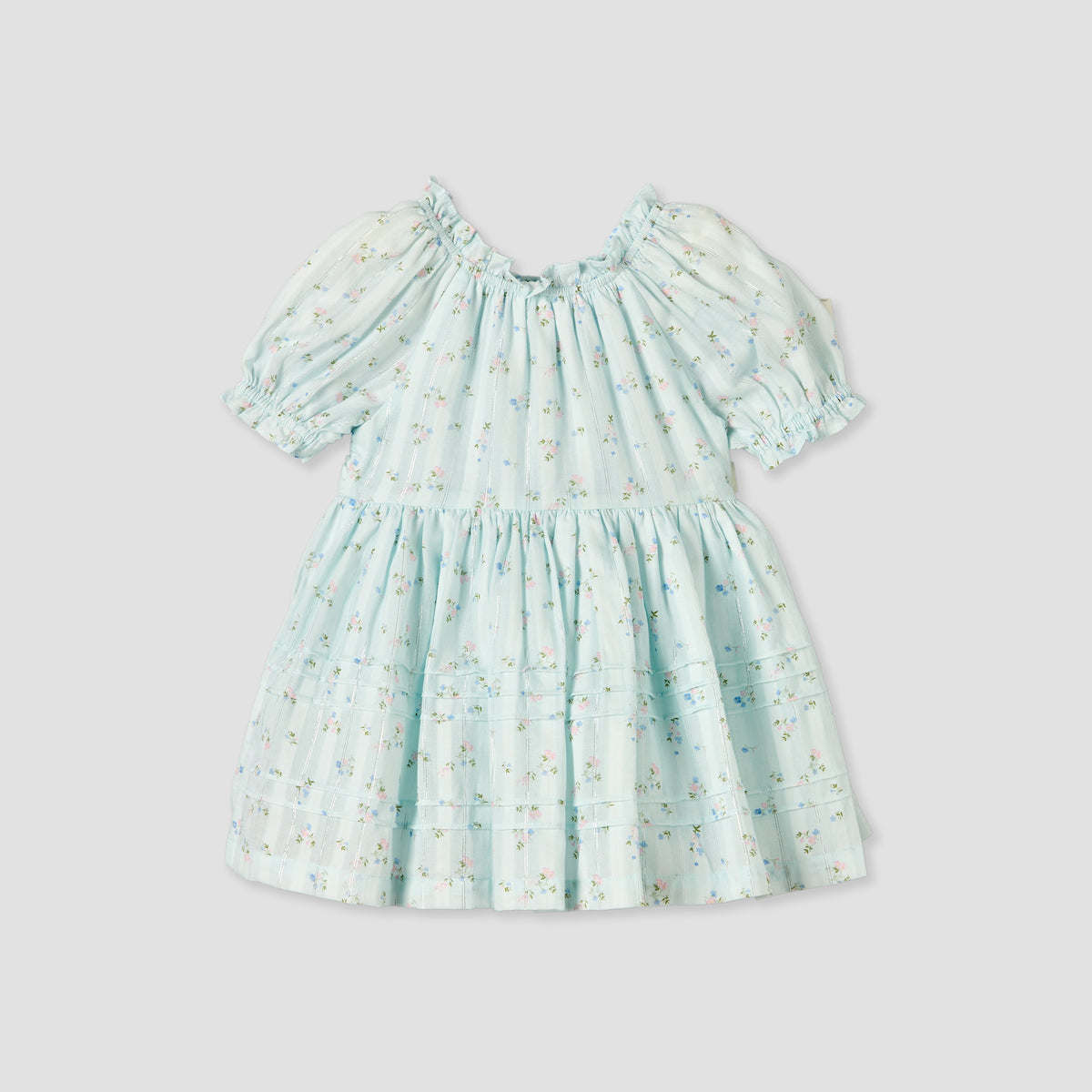 Giggles Round Neck Short Sleeve Knee-Length Dress with Floral Print