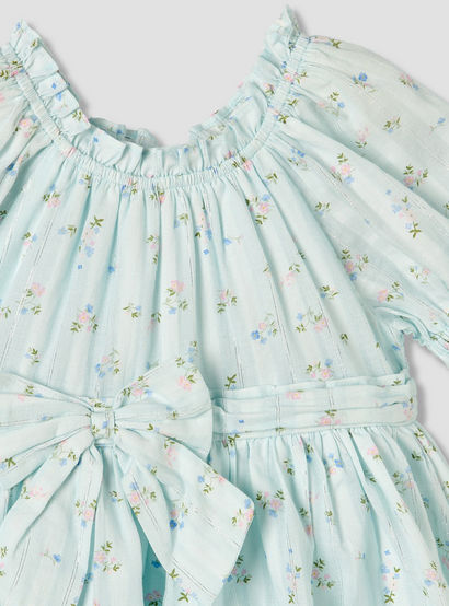 Giggles Round Neck Short Sleeve Knee-Length Dress with Floral Print-baby-girls-clothing-dressesandjumpsuits-image-4