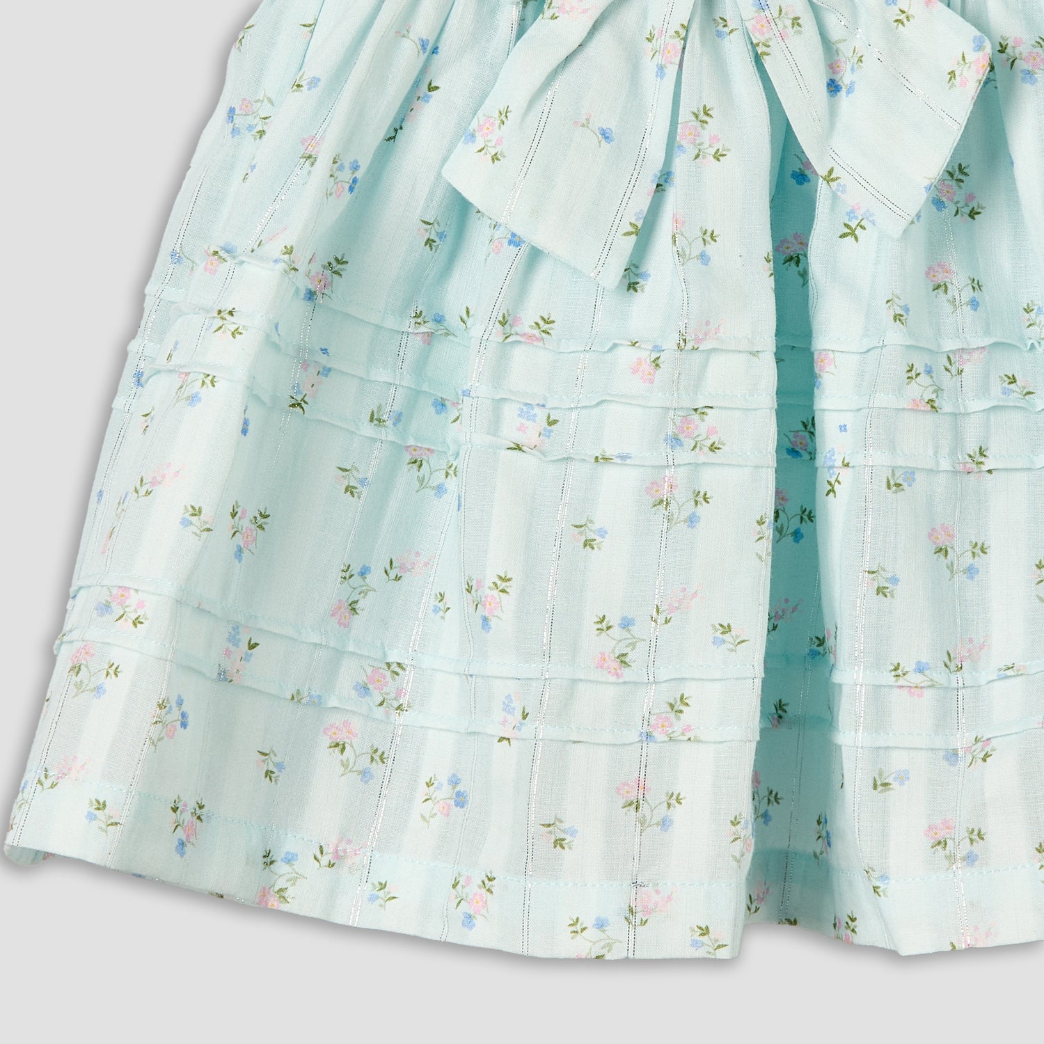 Giggles Round Neck Short Sleeve Knee-Length Dress with Floral Print