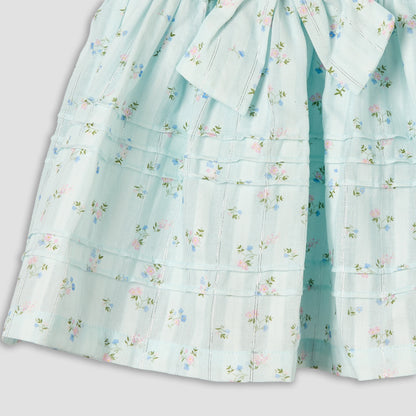 Giggles Round Neck Short Sleeve Knee-Length Dress with Floral Print