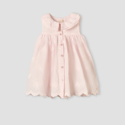 Giggles Collared Sleeveless Knee-Length A-line Dress with Embroidery