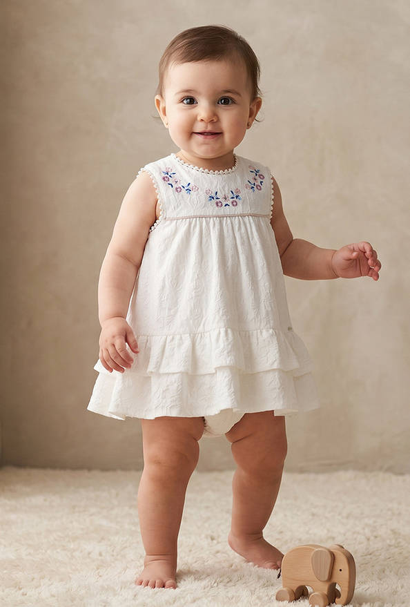 Giggles Round Neck Sleeveless Knee Length A-Line Dress with Bloomers