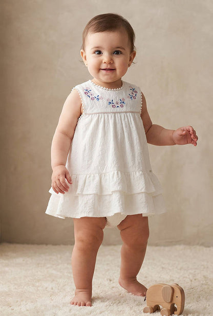 Giggles Round Neck Sleeveless Knee Length A-Line Dress with Bloomers