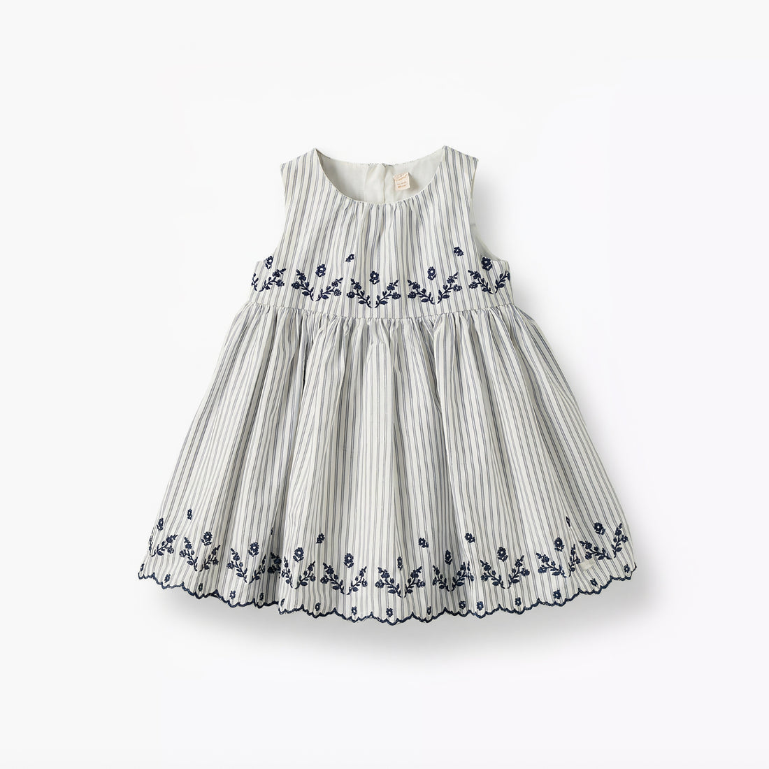 Giggles Round Neck Sleeveless Dress with Embroidery - Blue / 12-18 mths