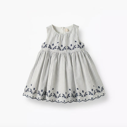 Giggles Round Neck Sleeveless Dress with Embroidery