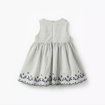 Giggles Round Neck Sleeveless Dress with Embroidery