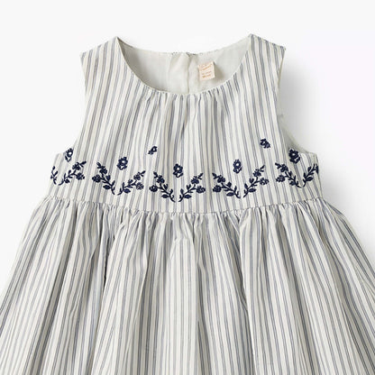Giggles Round Neck Sleeveless Dress with Embroidery