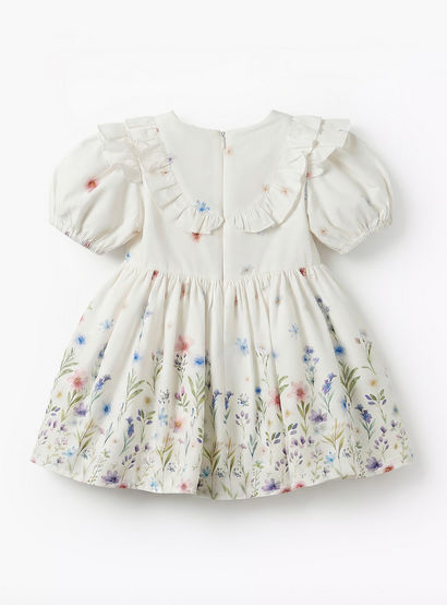 Giggles Round Neck Short Sleeves A-line Dress with Floral Print-baby-girls-clothing-dressesandjumpsuits-image-3