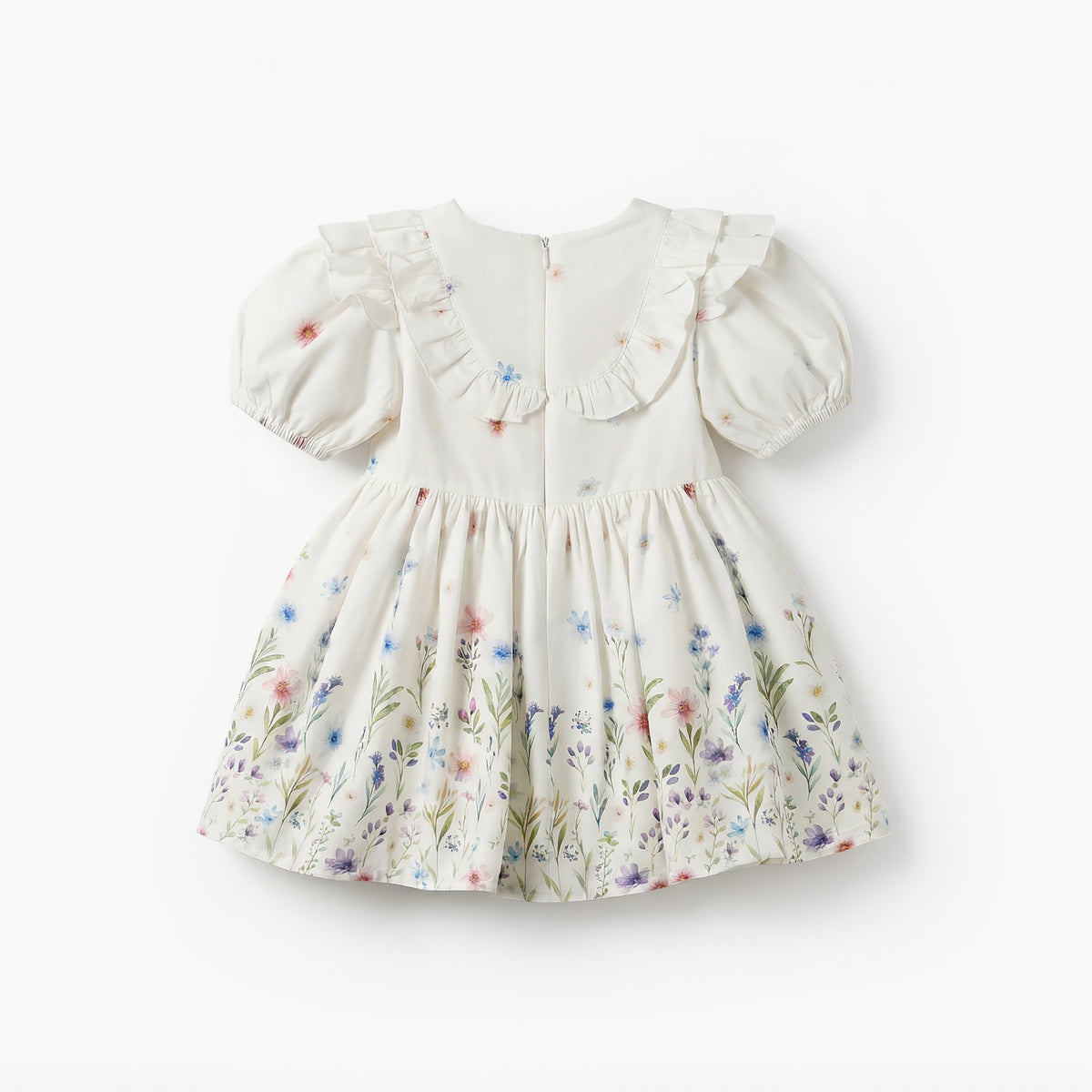 Giggles Round Neck Short Sleeves A-line Dress with Floral Print