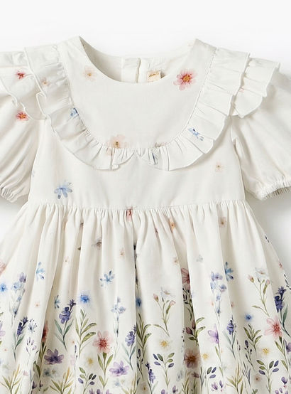 Giggles Round Neck Short Sleeves A-line Dress with Floral Print-baby-girls-clothing-dressesandjumpsuits-image-4